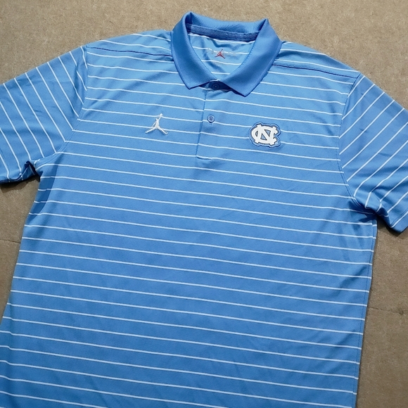 Jordan Blue North Carolina Striped On Field Polo Performance Shirt -B - Picture 1 of 6